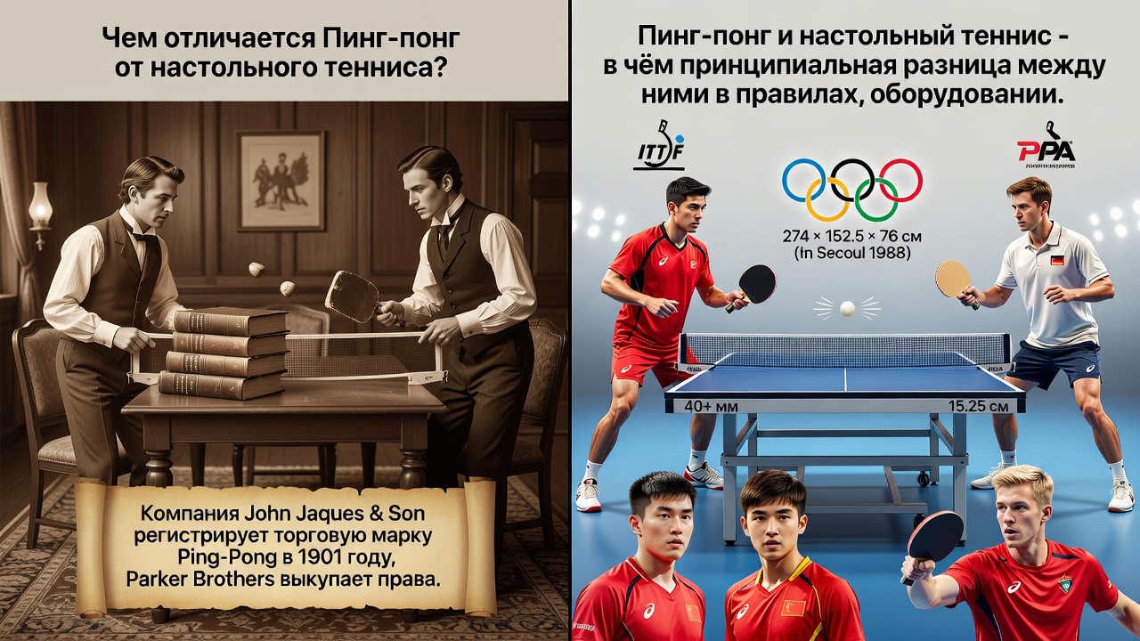 Чем отличается Пинг-понг от настольного тенниса? Пинг-понг и настольный теннис - В чём принципиальная разница между ними в правилах, оборудовании